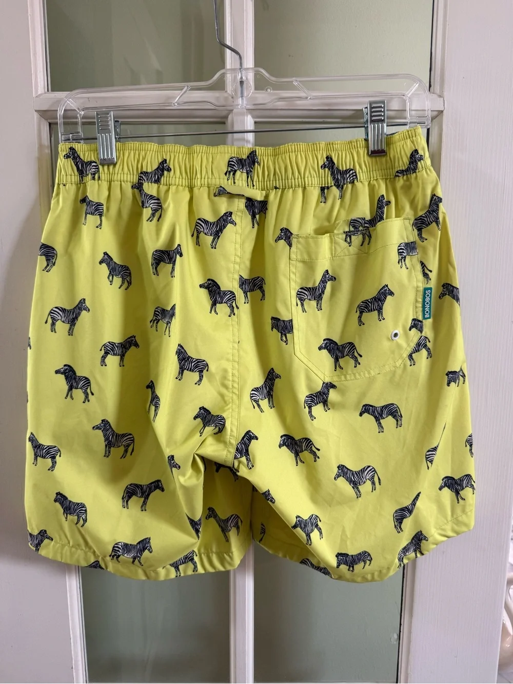 Bonobos Rock the Croc Men's Yellow Zebra Print Swim Trunks 7” size small